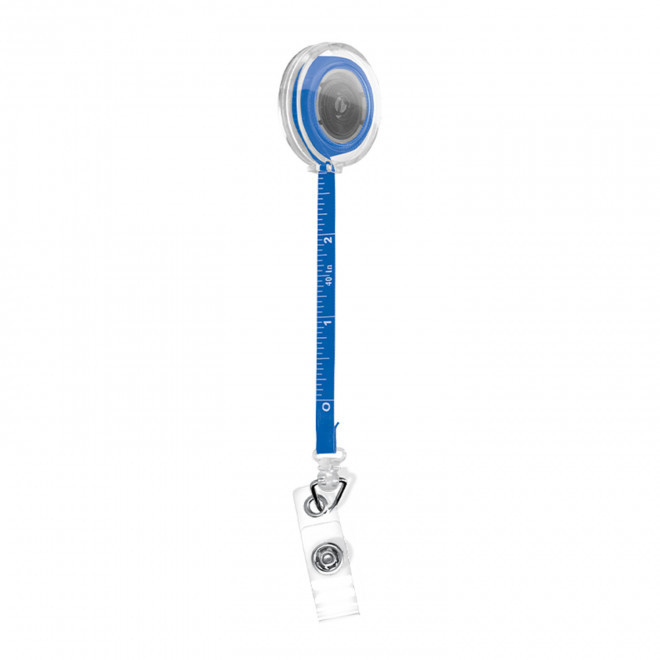 PORTE BADGE PERSONNALISABLE DEROULANT METRE RUBAN 'METRIM' - bleu