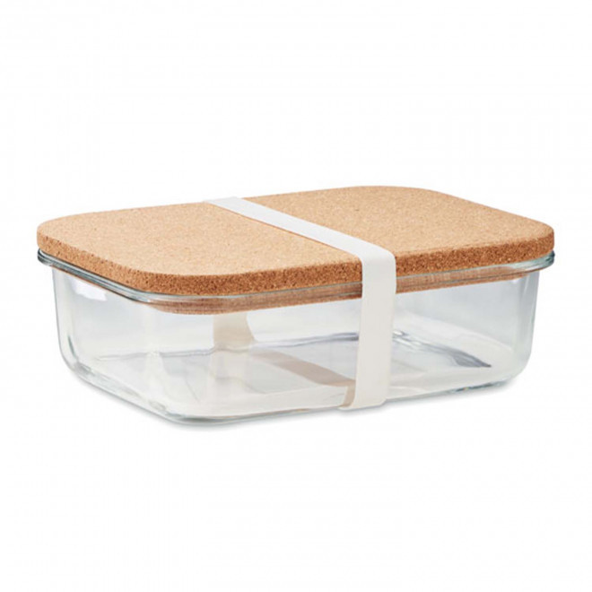 LUNCH BOX  PERSONNALISABLE EN VERRE ET LIEGE 830 ML 'BUCATI LIEGE' - transparent