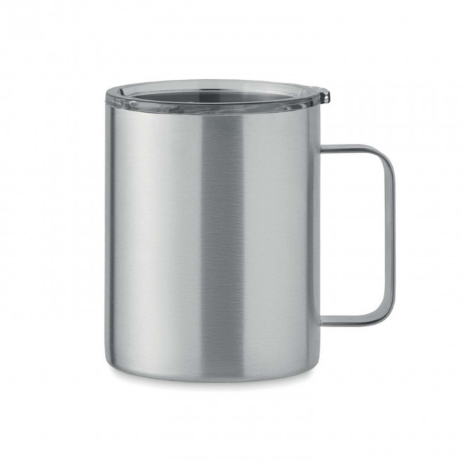MUG ISOTHERME ACIER RECYCLE PERSONNALISABLE 'GOZEB' - argenté mat