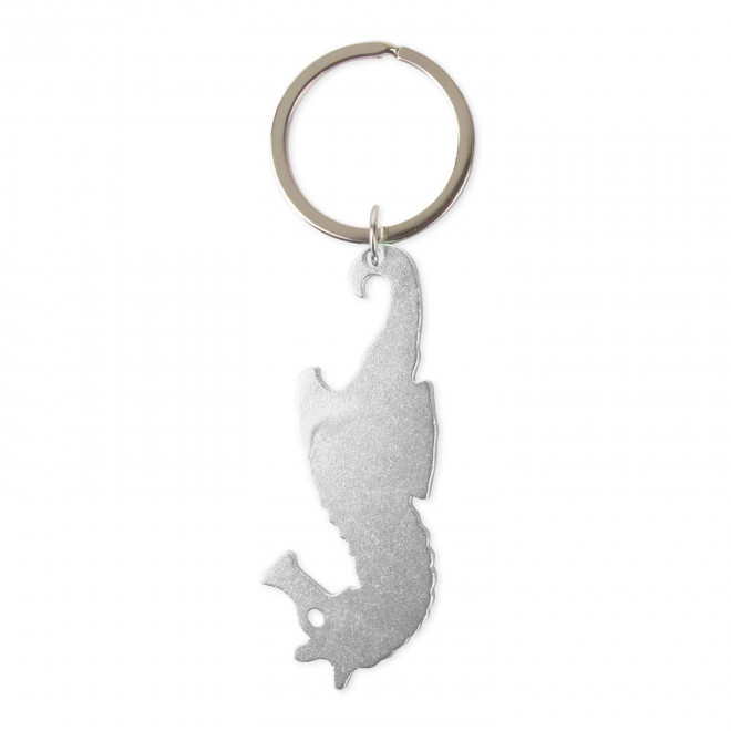 PORTE CLE PERSONNALISABLE DECAPSULEUR 'HIPOCAMPI' - argenté