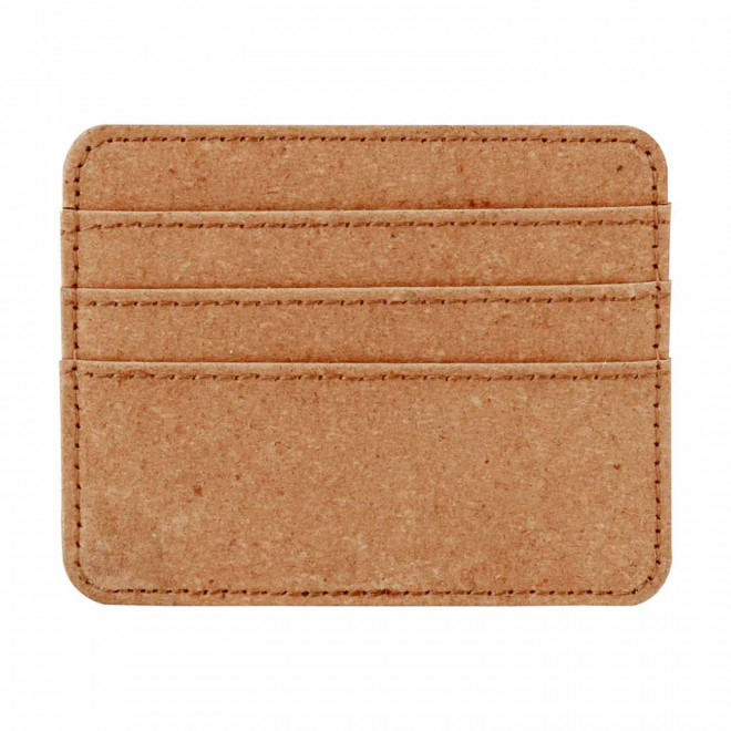 PORTE CARTES PERSONNALISE EN CUIR RECYCLE 'ATIKA' - marron