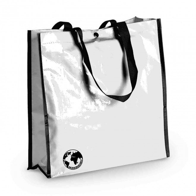 CABAS PERSONNALISABLE  NON TISSE LAMINE BOUTON 'VILLO' - blanc