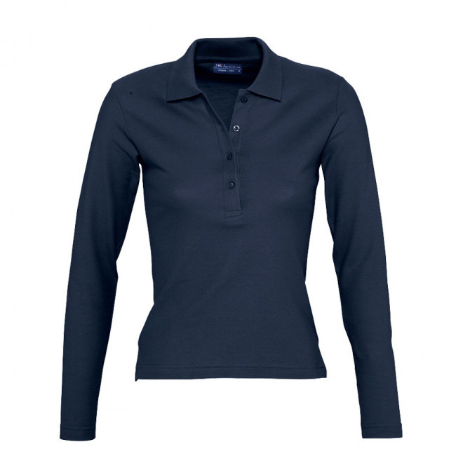 POLO PUBLICITAIRE FEMME MANCHES LONGUES 'PODIUM' - marine