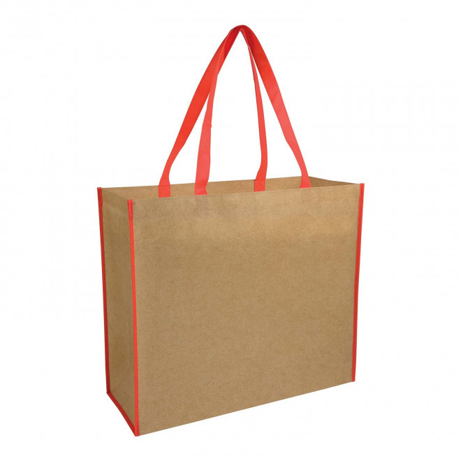 SAC CABAS PERSONNALISABLE NON TISSE LAMINE 'VILLY' - rouge