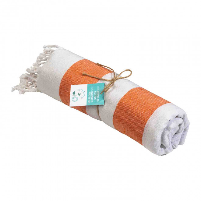 PAREO/FOUTA PERSONNALISABLE 'HORTENSE 180 RECYCLE RAYE' - orange