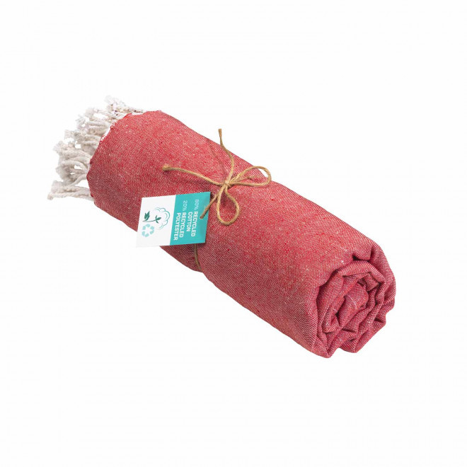 PAREO/FOUTA PERSONNALISABLE 'HORTENSE 180 RECYCLE UNI' - rouge