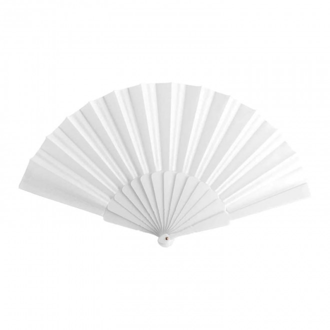 EVENTAIL PERSONNALISABLE EN PLASTIQUE TISSU 'FANNY QUADRI' - blanc