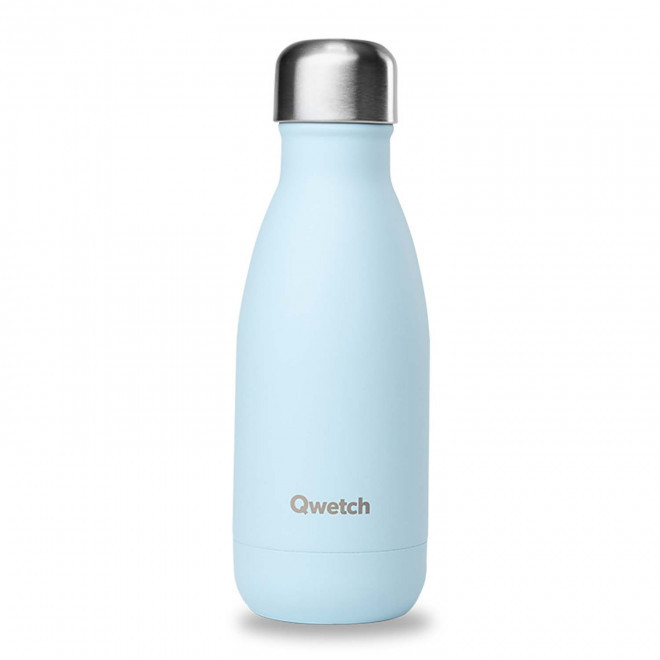 BOUTEILLE ISOTHERME PERSONNALISABLE INOX '260 ML QWETCH®' - bleu pastel