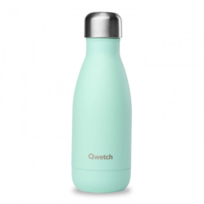 BOUTEILLE ISOTHERME PERSONNALISABLE INOX '260 ML QWETCH®' - vert pastel