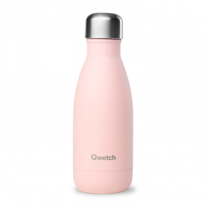 BOUTEILLE ISOTHERME PERSONNALISABLE INOX '260 ML QWETCH®' - rose pastel