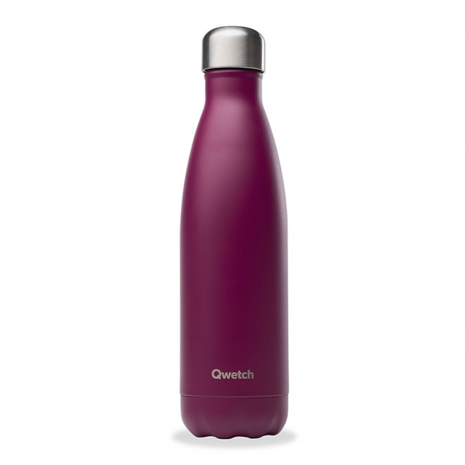 BOUTEILLE ISOTHERME PERSONNALISABLE INOX '500 ML QWETCH®' - rouge lie de vin
