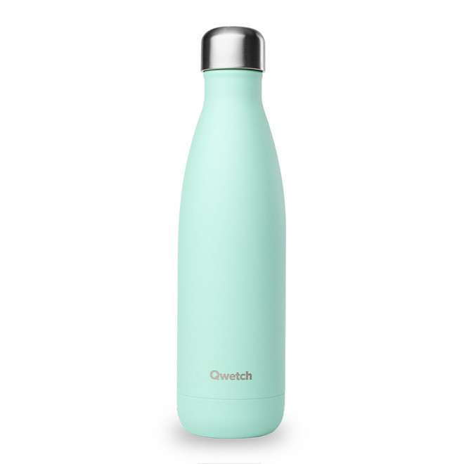 BOUTEILLE ISOTHERME PERSONNALISABLE INOX '500 ML QWETCH®' - vert pastel