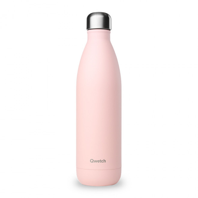 BOUTEILLE ISOTHERME PERSONNALISABLE INOX 750 ML QWETCH® - rose pastel