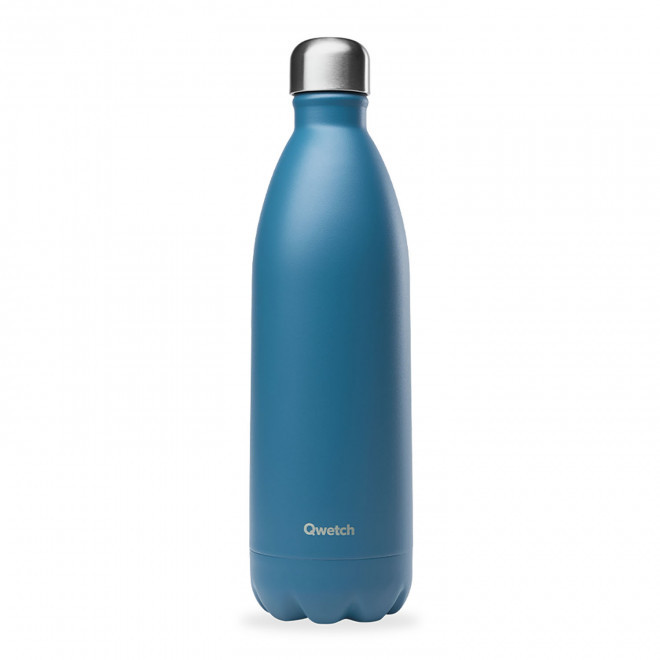 BOUTEILLE ISOTHERME PERSONNALISABLE INOX 1 L QWETCH® - bleu canard