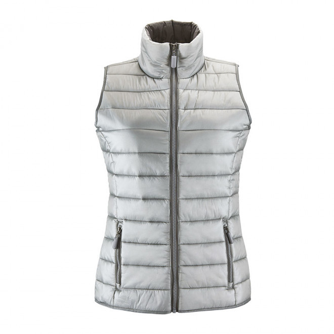 DOUDOUNE PUBLICITAIRE SANS MANCHE FEMME 'WAVE' - gris métal