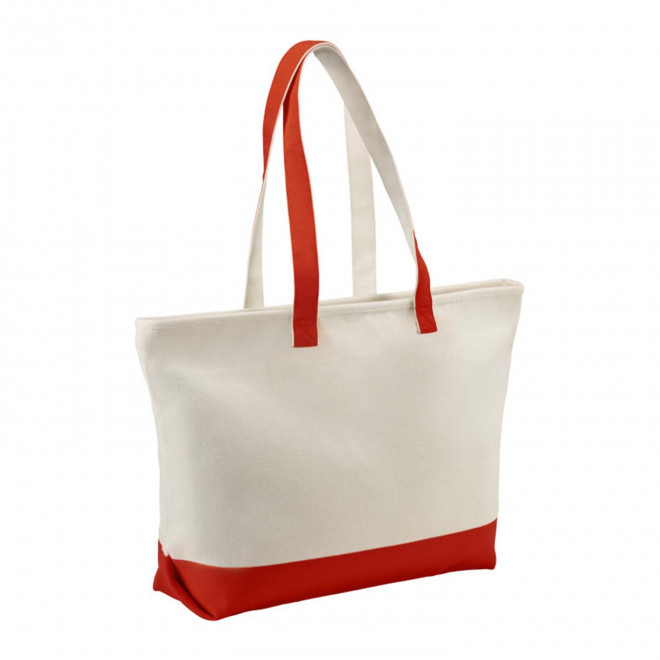 CABAS PERSONNALISABLE EN COTON ZIPPEE 'ANTIGUA' - rouge