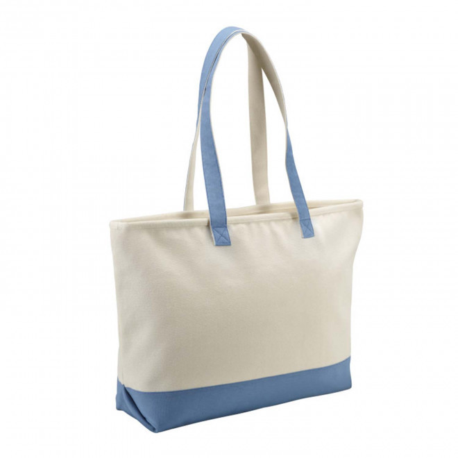 CABAS PERSONNALISABLE EN COTON ZIPPEE 'ANTIGUA' - bleu ciel