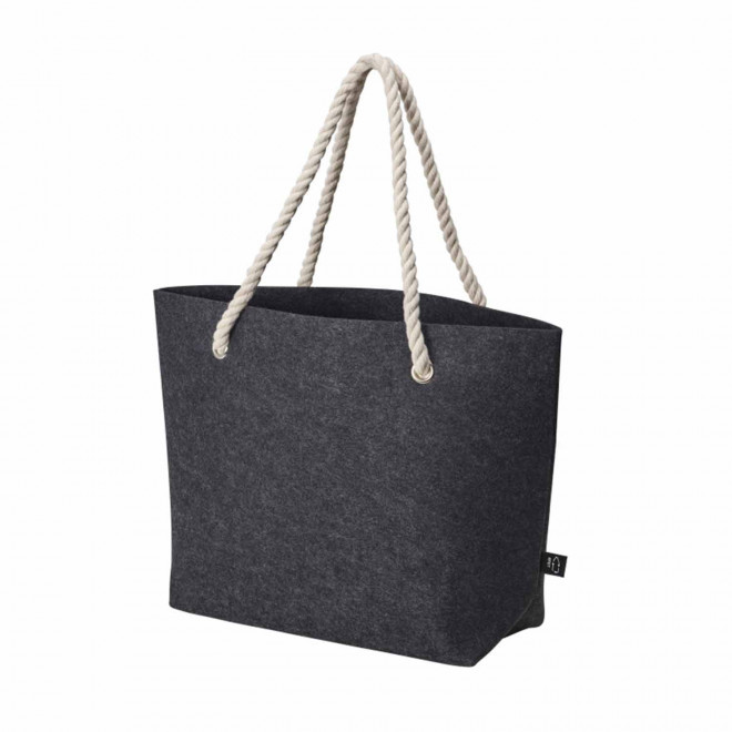 SAC DE PLAGE PERSONNALISABLE EN FEUTRINE RPET 'TALMOS' - anthracite chiné