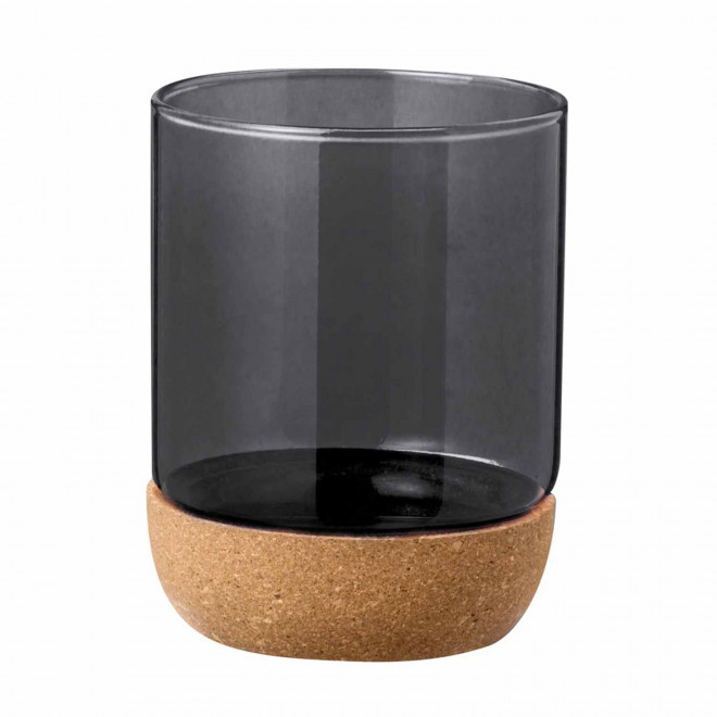 MUG EN VERRE ET LIEGE PERSONNALISABLE 450ML 'MERLINO' - noir