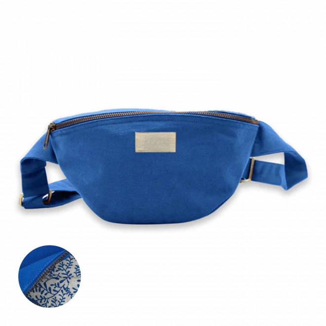 SAC BANANE PERSONNALISABLE COTON STUDIO BY HINDBAG 'VALENTINA' - bleu royal