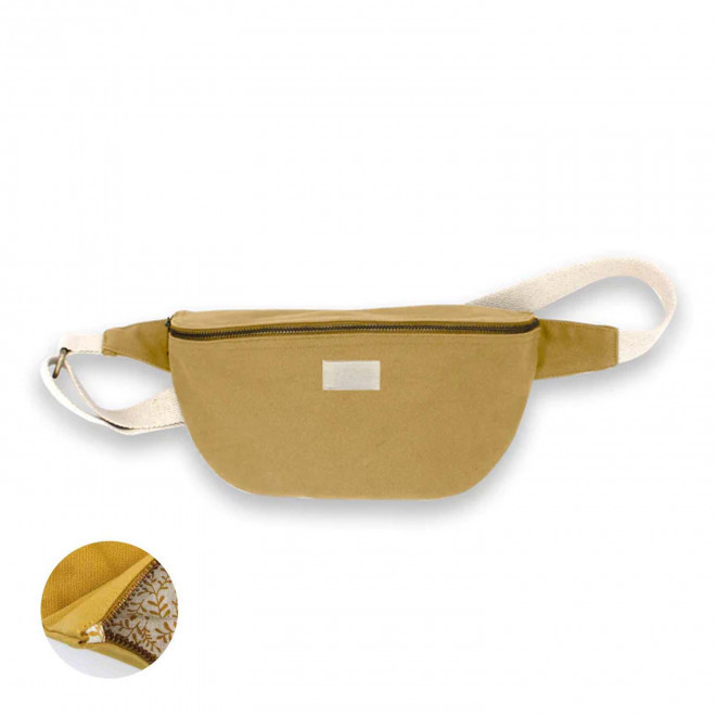 SAC BANANE PERSONNALISABLE EN COTON STUDIO BY HINDBAG 'ANTOINE' - ocre