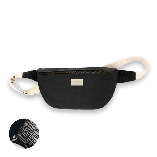 SAC BANANE PERSONNALISABLE EN COTON STUDIO BY HINDBAG 'ANTOINE' - noir