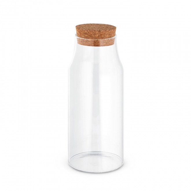 CARAFE EN VERRE AVEC BOUCHON LIEGE 600ML PERSONNALISABLE 'JUCY' - transparent