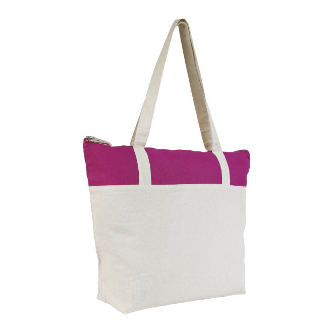 SAC SHOPPING PUBLICITAIRE ZIPPÉ EN COTON BICOLORE 'AURIANO CABAS' 220 GR/M² - rose