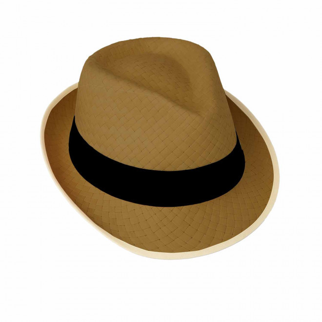 CHAPEAU PAILLE EU PERSONNALISABLE 'BRAZ KIDS' - paille foncée/noir