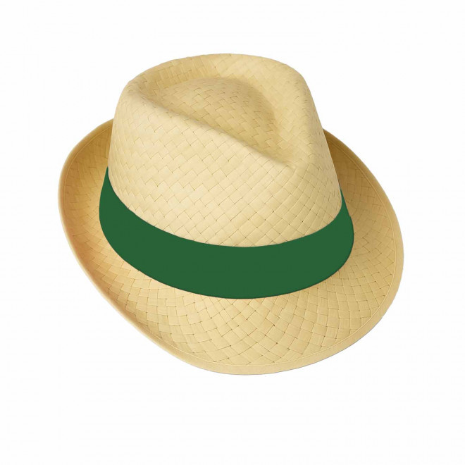 CHAPEAU PAILLE EU PERSONNALISABLE 'BRAZ KIDS' - paille claire/vert foncé