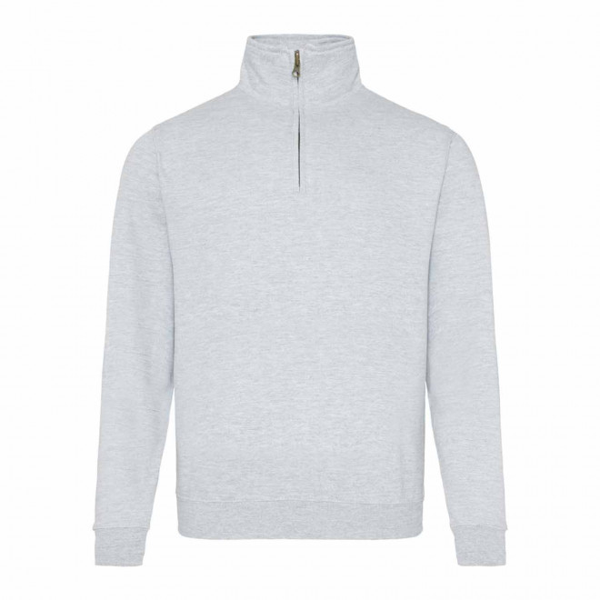 SWEAT-SHIRT PERSONNALISABLE DEMI-ZIP MIXTE 'HOODA' - gris chiné