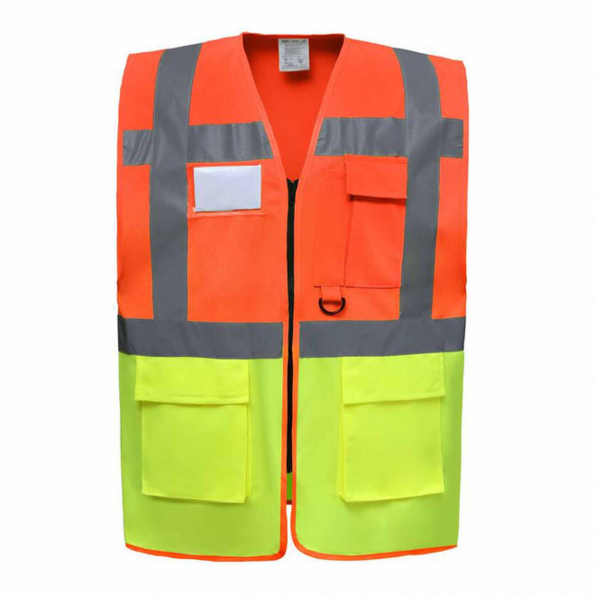 GILET SECURITE PERSONNALISABLE 'BERLIN RPET' - orange/jaune
