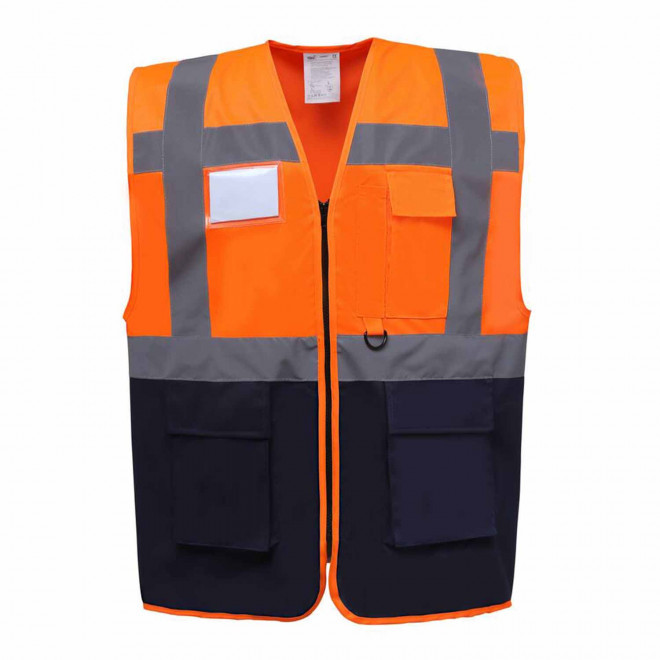 GILET SECURITE PERSONNALISABLE 'BERLIN RPET' - orange/marine
