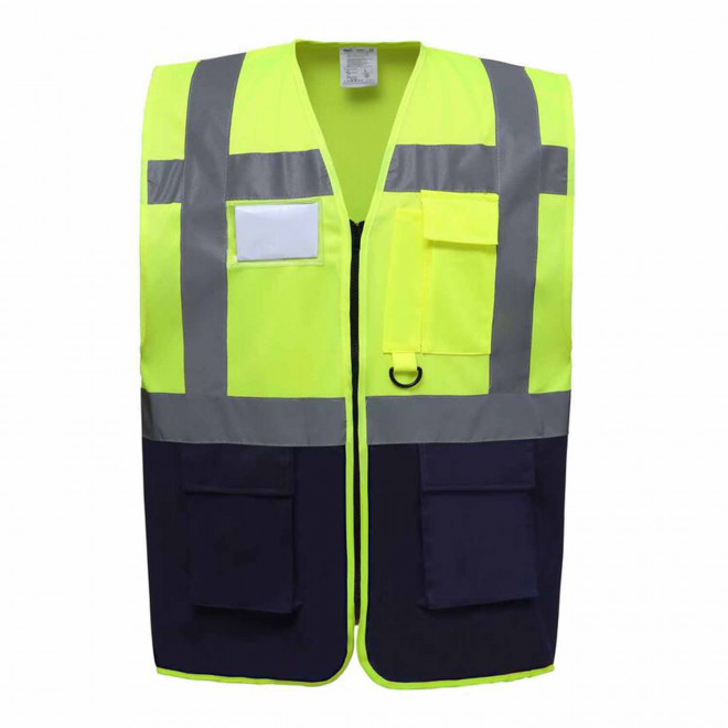 GILET SECURITE PERSONNALISABLE 'BERLIN RPET' - jaune/marine