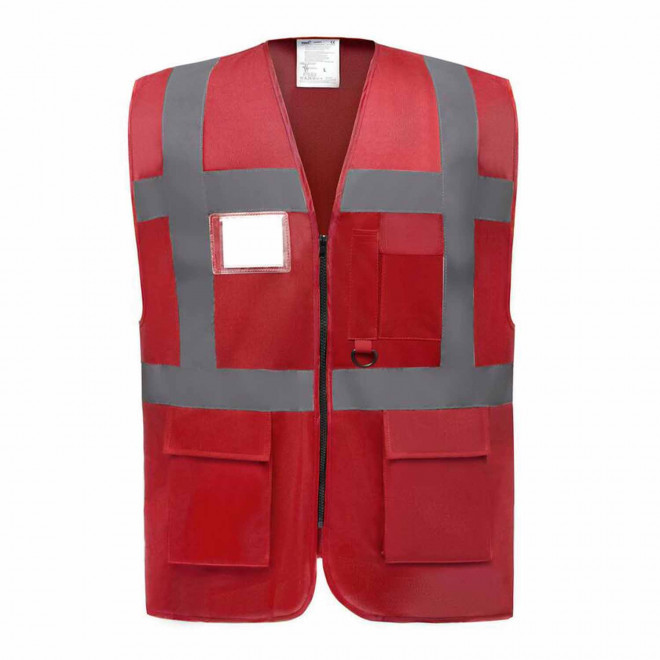 GILET SECURITE PERSONNALISABLE 'BERLIN RPET' - rouge