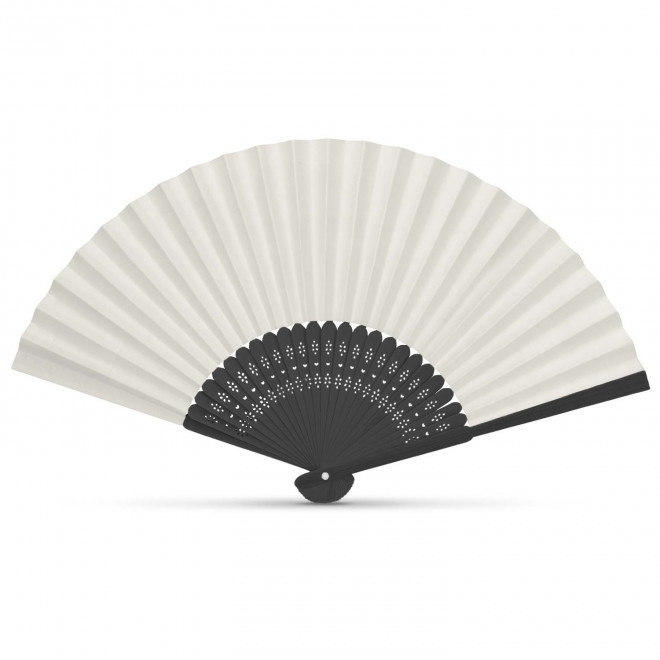 ÉVENTAIL PERSONNALISÉ EN BAMBOU ET PAPIER 'FANNY BAMBOU QUADRI' - noir