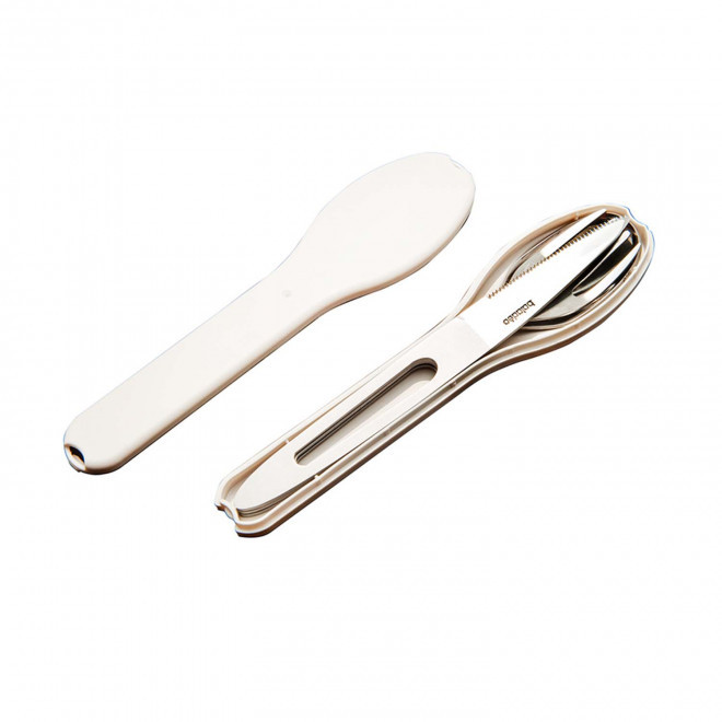SET PERSONNALISABLE DE COUVERTS METAL 'TIMO ABS' - blanc/gris