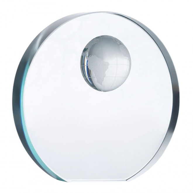 TROPHÉE PERSONNALISABLE ROND EN VERRE 'CAPITAL' - verre transparent