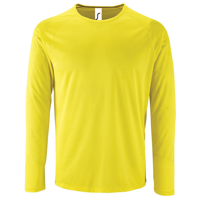 TEE-SHIRT RESPIRANT MANCHES LONGUES PERSONNALISABLE HOMME 'KOURY' 140 GR/M² - jaune fluo