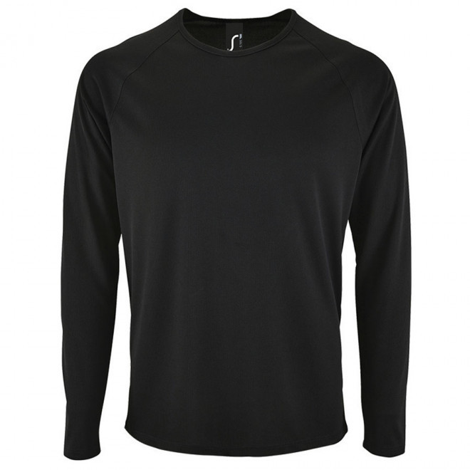 TEE-SHIRT RESPIRANT MANCHES LONGUES PERSONNALISABLE HOMME 'KOURY' 140 GR/M² - noir