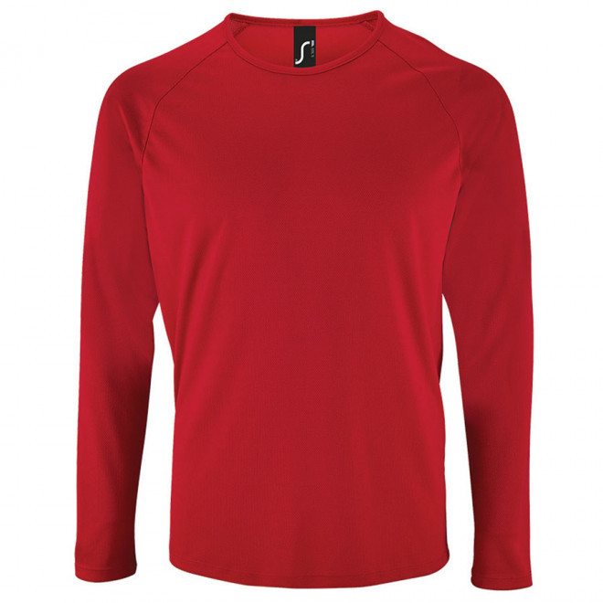 TEE-SHIRT RESPIRANT MANCHES LONGUES PERSONNALISABLE HOMME 'KOURY' 140 GR/M² - rouge