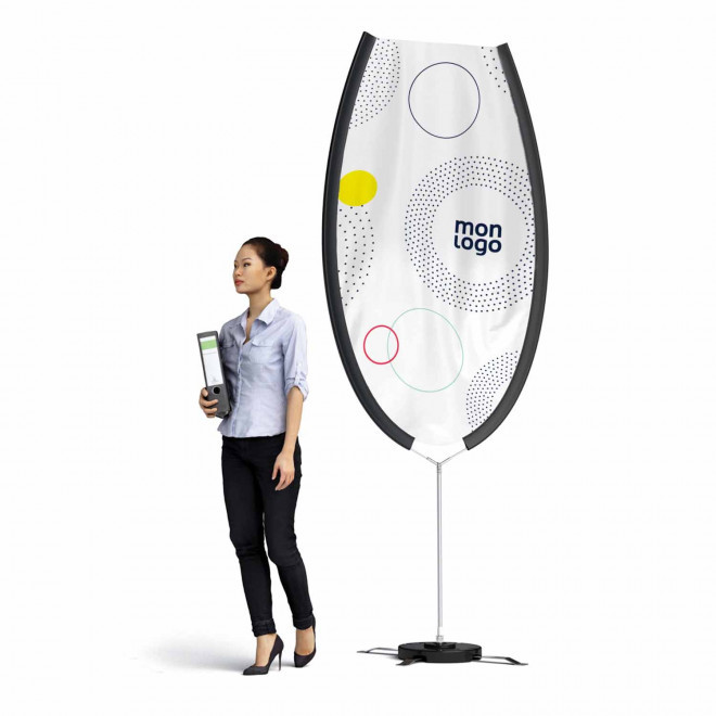 ORIFLAMME PERSONNALISABLE FORME DE VERRE A VIN 'MAGNUSEN' - quadrichromie