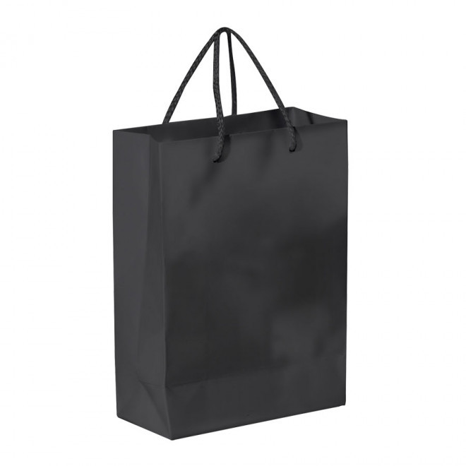 SAC PAPIER COLORE PUBLICITAIRE ANSES CORDELETTES 'YARA' 18X24X8 CM - noir