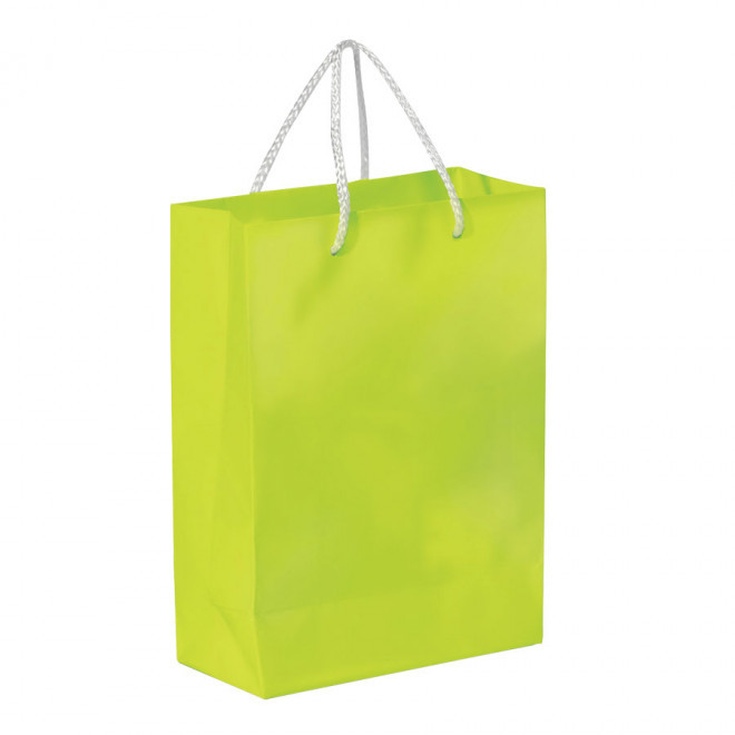 SAC PAPIER COLORE PUBLICITAIRE ANSES CORDELETTES 'YARA' 30X40X12 CM - vert