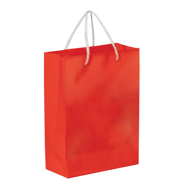 SAC PAPIER COLORE PUBLICITAIRE ANSES CORDELETTES 'YARA' 30X40X12 CM - rouge
