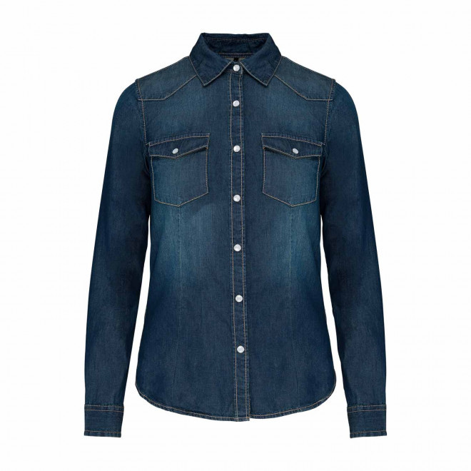 CHEMISE PERSONNALISABLE DENIM FEMME 'INDIGO RANGE' - bleu jean