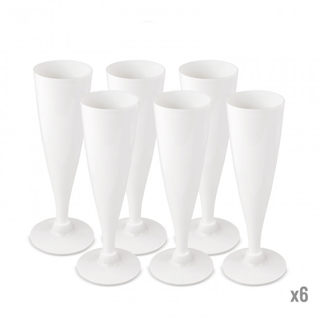 PACK 6 FLUTES REUTILISABLES PERSONNALISABLE 'PACKFLU' - blanc