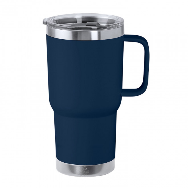 MUG ISOTHERME PERSONNALISABLE 600ML 'TENDENZA POIGNEE' - bleu marine
