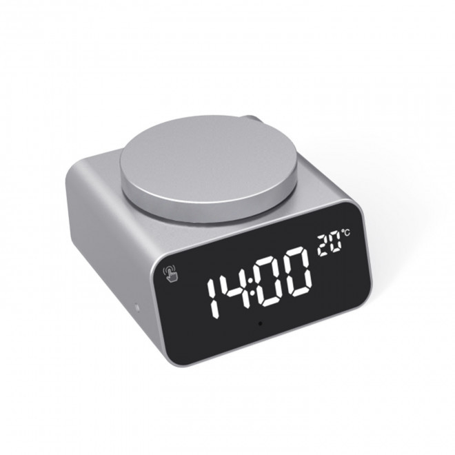 REVEIL PERSONNALISABLE BLUETOOTH® RECYCLE 'REDDI ALARM' - argenté