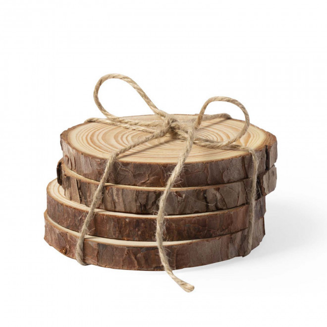 SET 4 DESSOUS DE VERRE PIN NATUREL 'PINO' - naturel